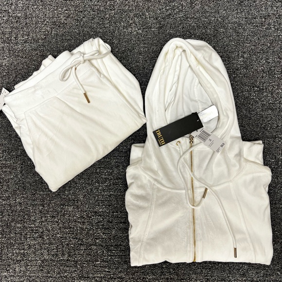 Truth By Republic Pants - Truth by Republic 2-PC Ivory Lounge Pants & Jogger Hoodie Jacket Women Large